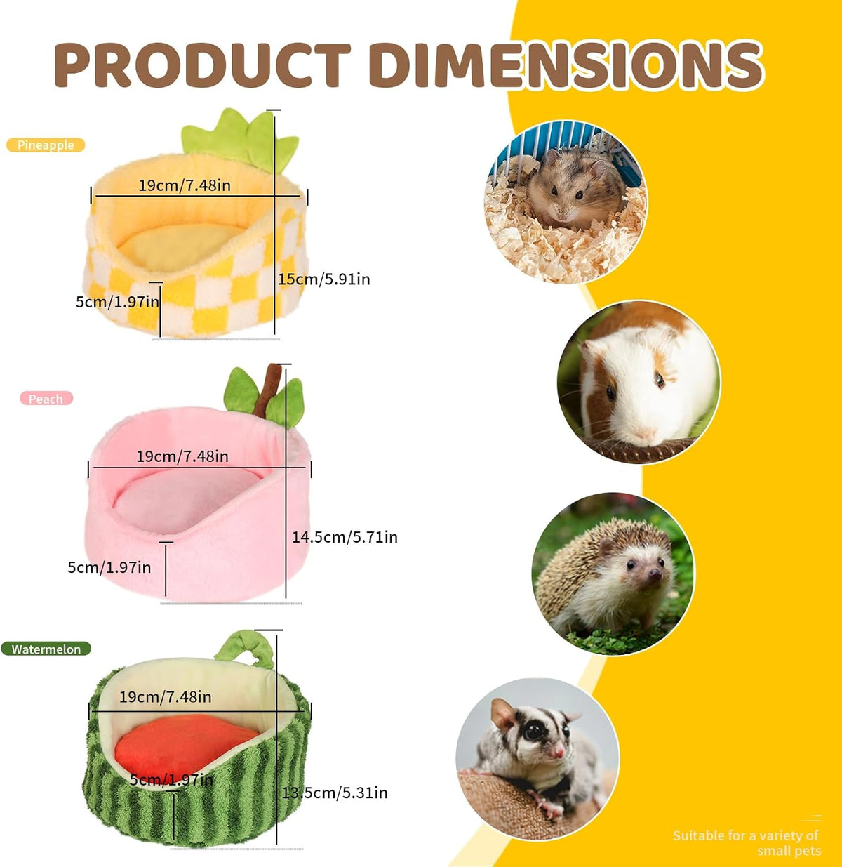 Hamster Hideout Guinea Pig Bed with Detachable Cushion Warm Thick Soft Pad 2 in 1 Guinea Pig Hideout Rat Hideout Small Pet Beds for Chinchilla, Rat, Mouse House, Sugar Glider (Pink Peach)