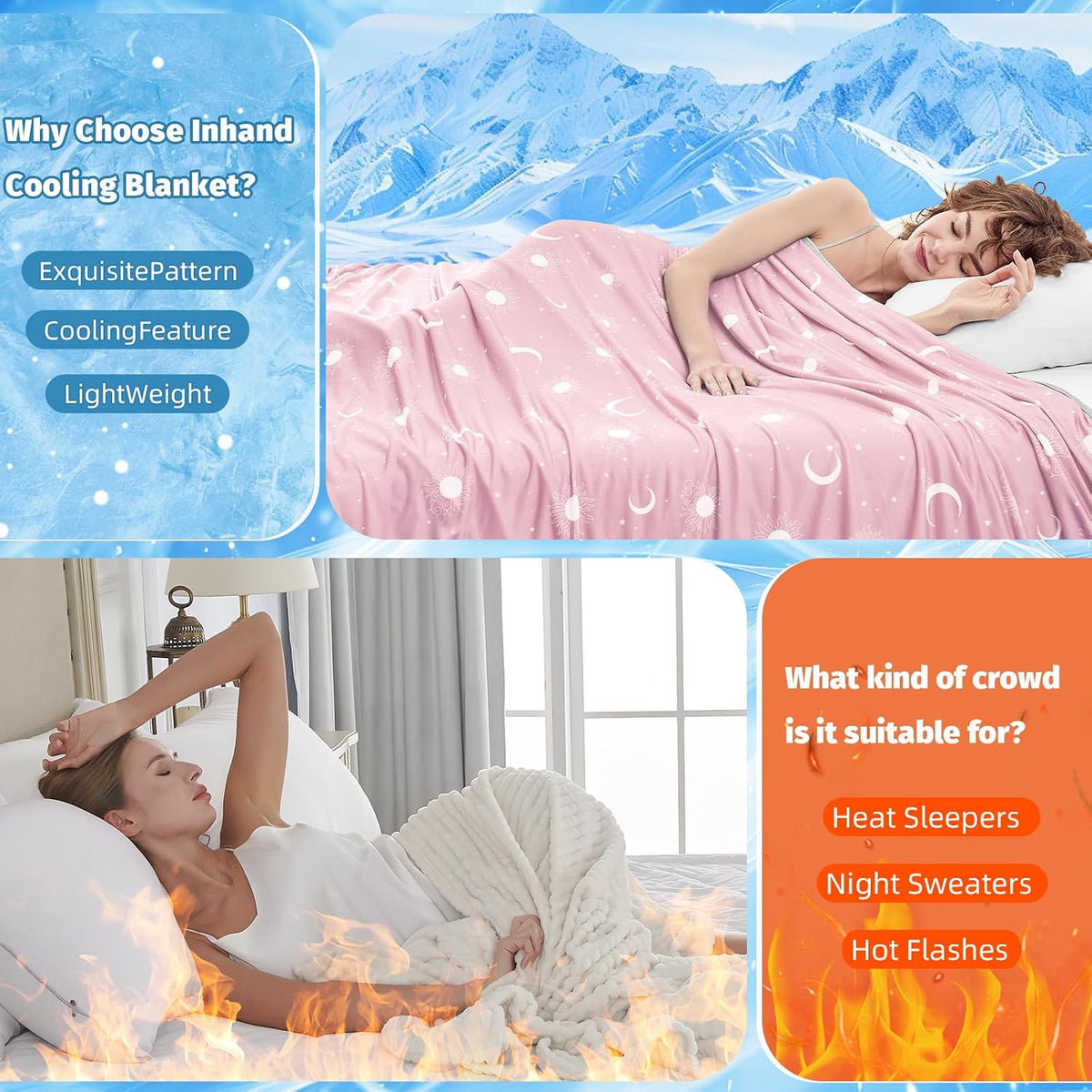 Cooling Blanket - Cooling Blankets for Hot Sleepers -Decorative Lightweight Breathable Summer Cold Blankets for Sleeping Night Sweats to Keep Cool-(90"x108") Peach Pink