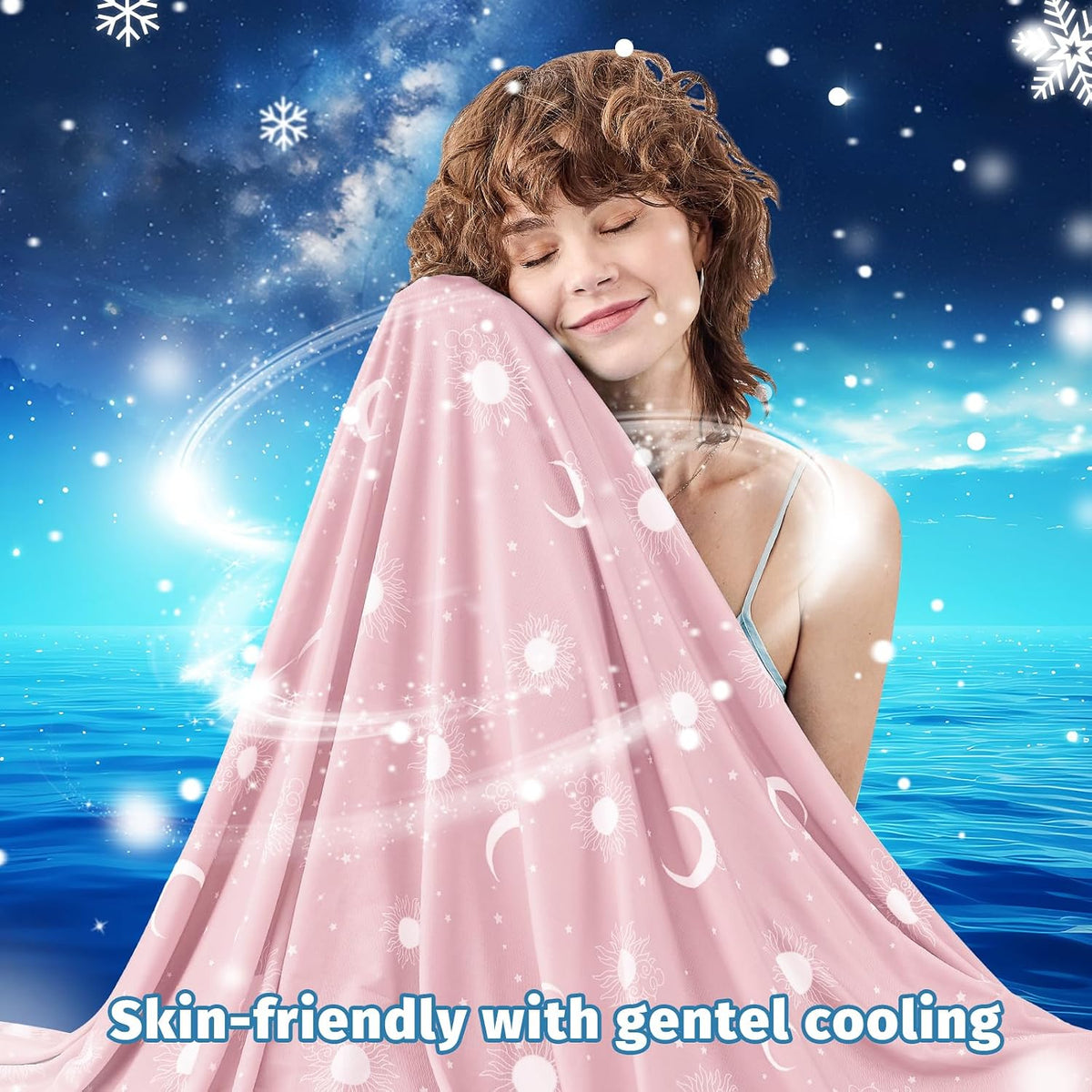Cooling Blanket - Cooling Blankets for Hot Sleepers -Decorative Lightweight Breathable Summer Cold Blankets for Sleeping Night Sweats to Keep Cool-(90"x108") Peach Pink