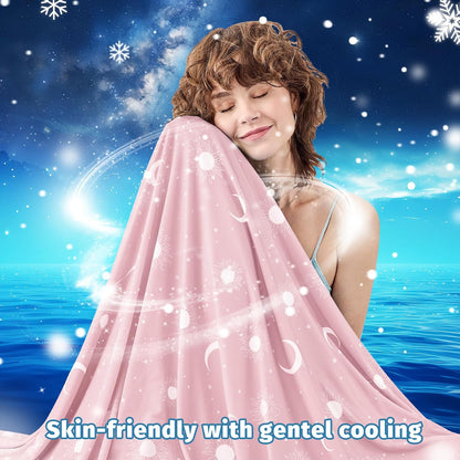 Cooling Blanket - Cooling Blankets for Hot Sleepers -Decorative Lightweight Breathable Summer Cold Blankets for Sleeping Night Sweats to Keep Cool-(90"x108") Peach Pink