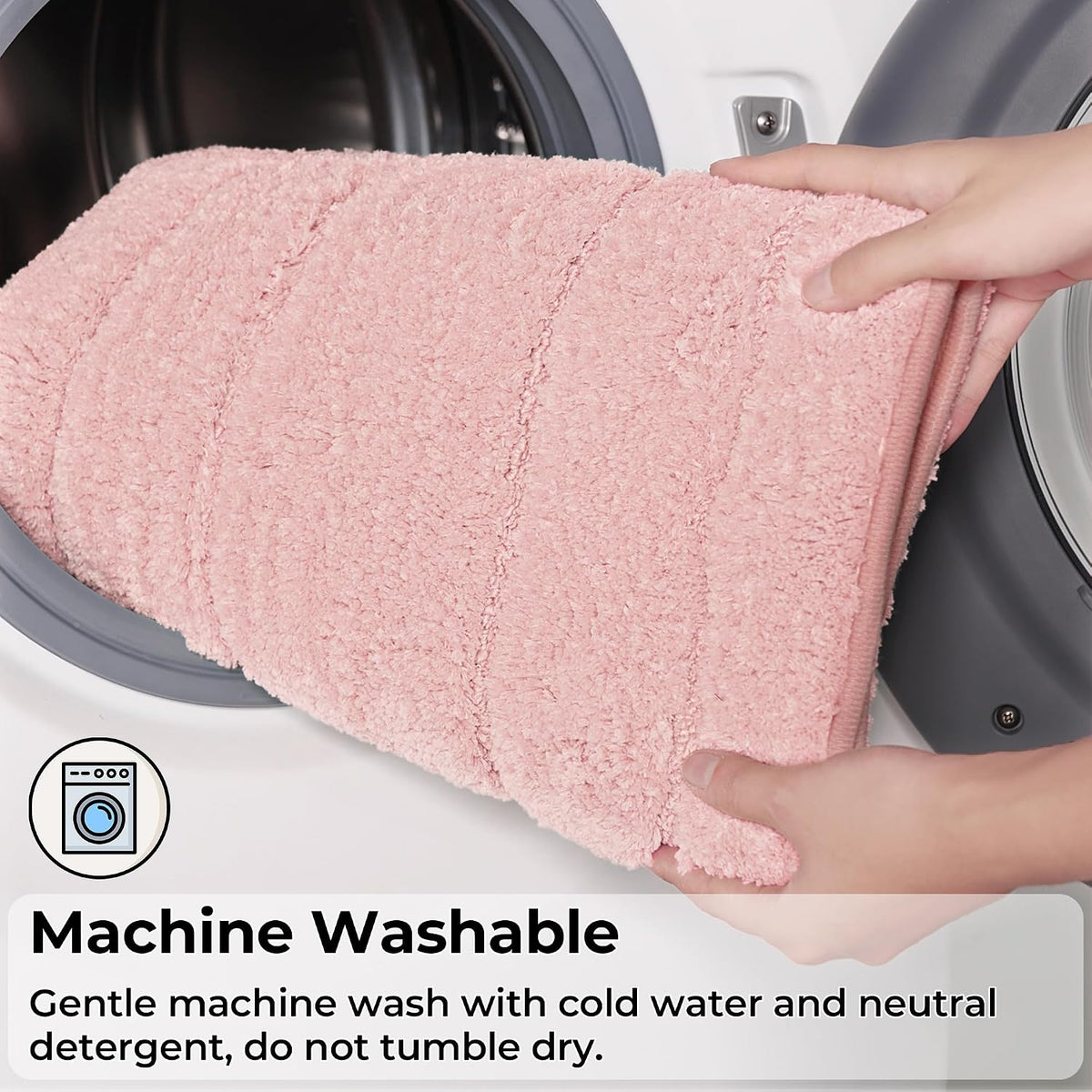 Pink Bathroom Rugs Set 2 Piece, Soft Microfiber Bath Mats