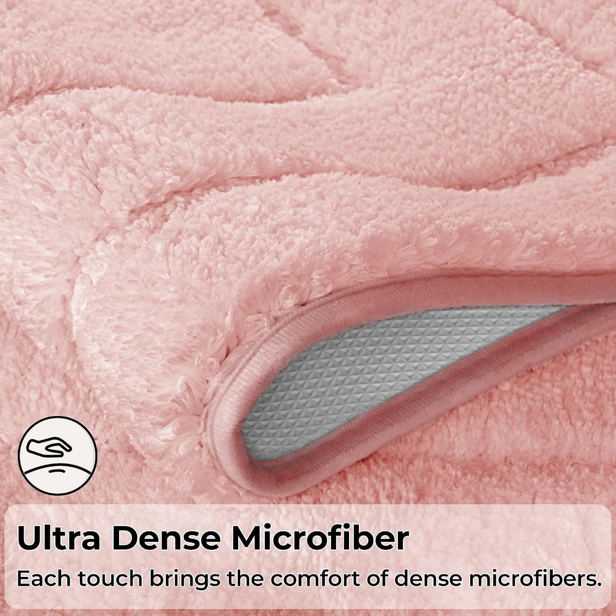 Pink Bathroom Rugs Set 2 Piece, Soft Microfiber Bath Mats