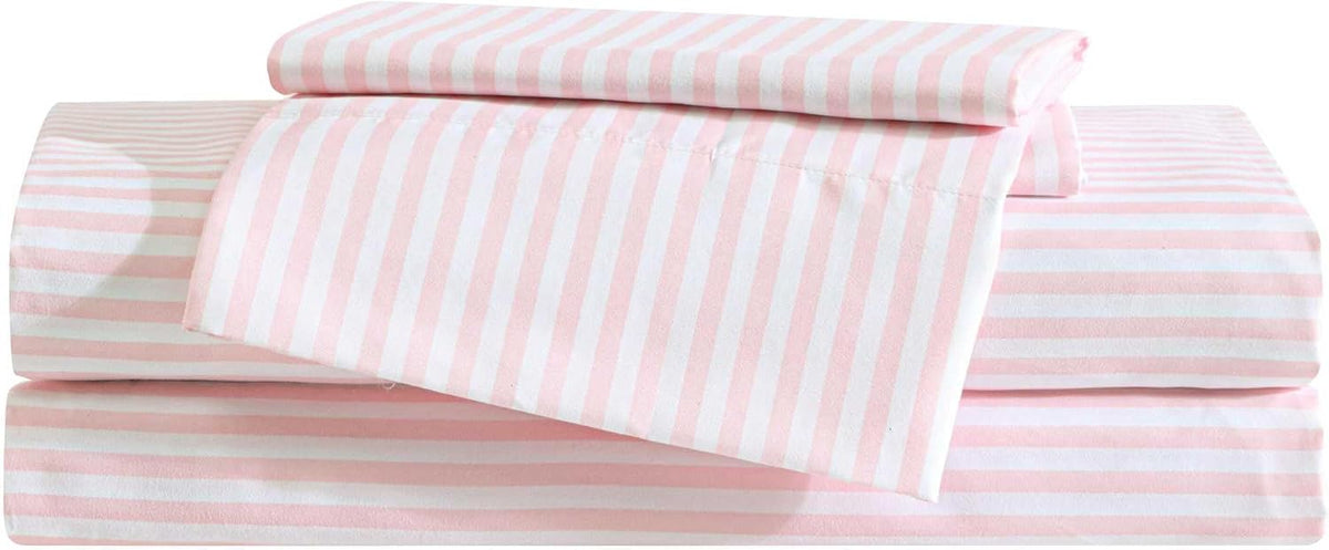 Kids - Full Sheet Set, Ultra-Soft Microfiber Bedding with Fully Elastic Fitted Sheet, Kids Bed Set with Pillowcases, Easy Care Bedding (Little Stripe)