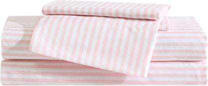 Kids - Full Sheet Set, Ultra-Soft Microfiber Bedding with Fully Elastic Fitted Sheet, Kids Bed Set with Pillowcases, Easy Care Bedding (Little Stripe)