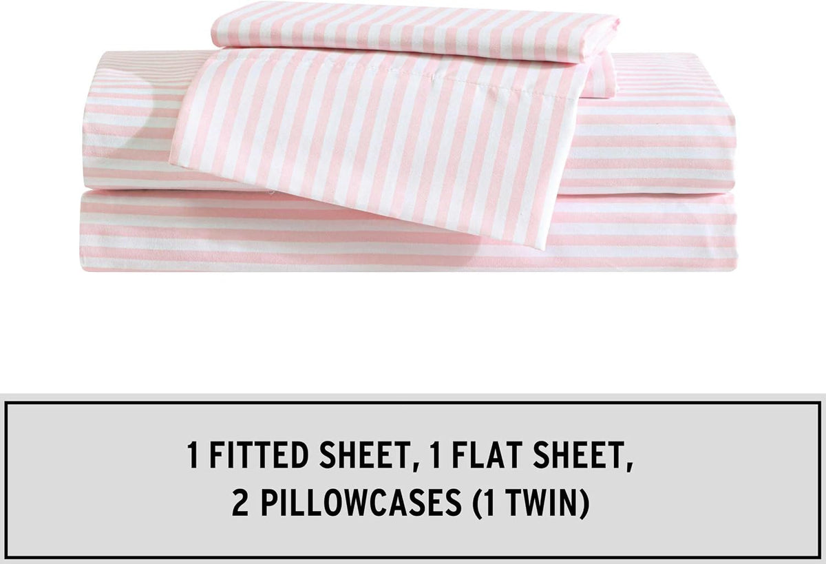 Kids - Full Sheet Set, Ultra-Soft Microfiber Bedding with Fully Elastic Fitted Sheet, Kids Bed Set with Pillowcases, Easy Care Bedding (Little Stripe)