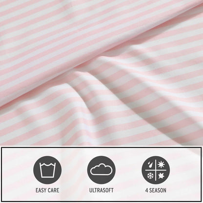 Kids - Full Sheet Set, Ultra-Soft Microfiber Bedding with Fully Elastic Fitted Sheet, Kids Bed Set with Pillowcases, Easy Care Bedding (Little Stripe)