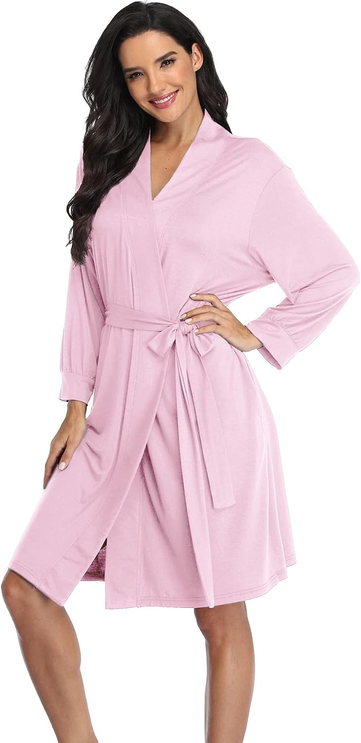 Women's Robes Lightweight Kimono Robes Knit Bathrobes Soft Sleepwear Loungewear