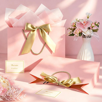 Pink Gift Bags with Handles, 13" Medium Gift Bags with Tissue Paper