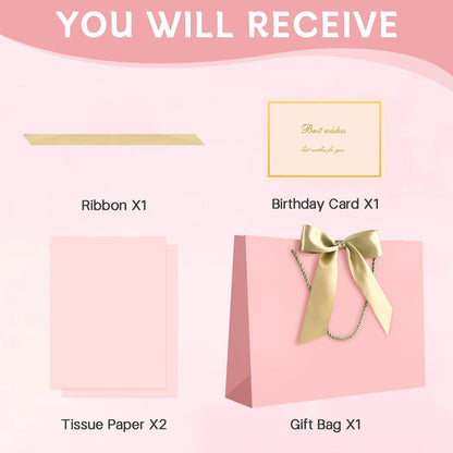 Pink Gift Bags with Handles, 13" Medium Gift Bags with Tissue Paper