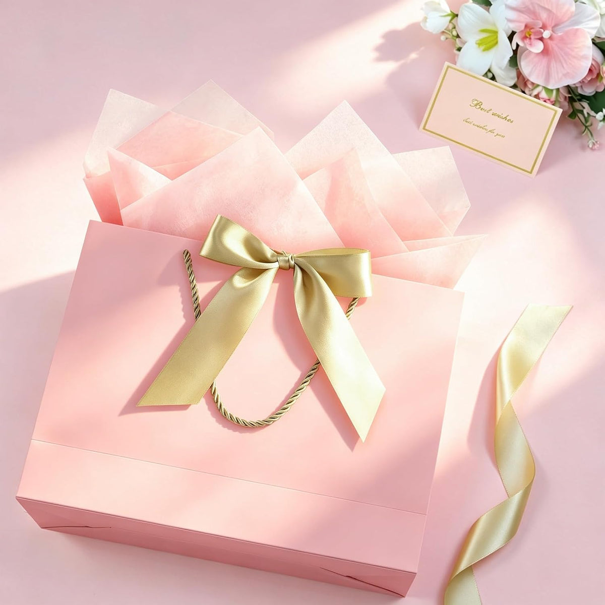 Pink Gift Bags with Handles, 13" Medium Gift Bags with Tissue Paper
