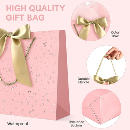 Pink Gift Bags with Handles, 13" Medium Gift Bags with Tissue Paper