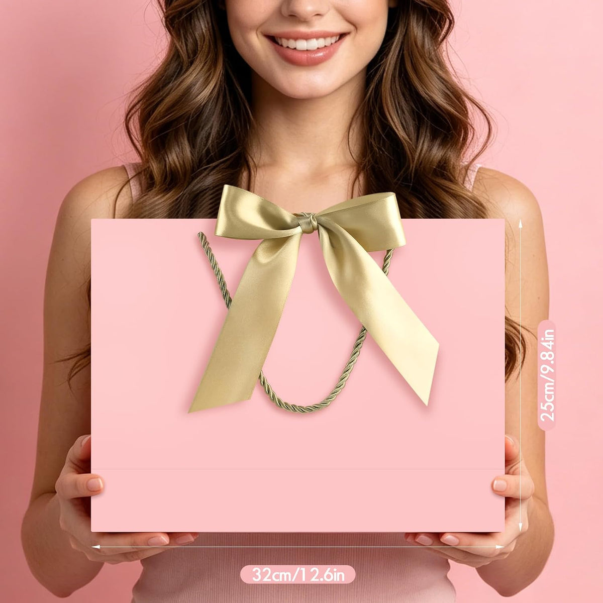 Pink Gift Bags with Handles, 13" Medium Gift Bags with Tissue Paper
