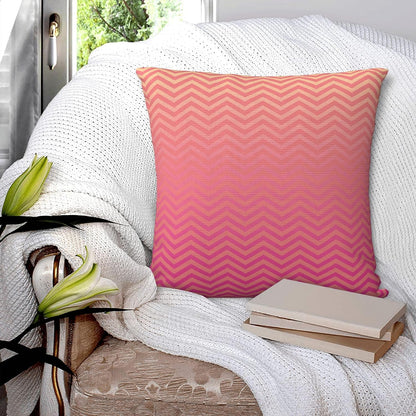 Pink Peach Ombre Chevron Tropical Sunset Colo Cosy Square Couch Pillowcase，Sofa Throw Pillow Covers Cushion Shell Decoration for Living Room Bed car Office 18"X18"