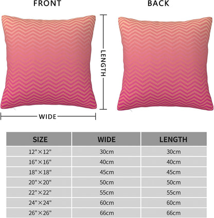 Pink Peach Ombre Chevron Tropical Sunset Colo Cosy Square Couch Pillowcase，Sofa Throw Pillow Covers Cushion Shell Decoration for Living Room Bed car Office 18"X18"