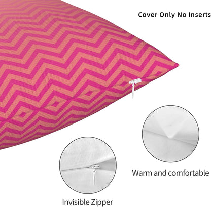 Pink Peach Ombre Chevron Tropical Sunset Colo Cosy Square Couch Pillowcase，Sofa Throw Pillow Covers Cushion Shell Decoration for Living Room Bed car Office 18"X18"