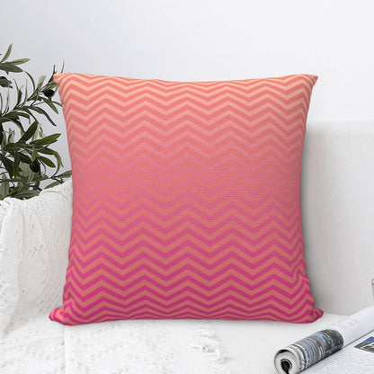 Pink Peach Ombre Chevron Tropical Sunset Colo Cosy Square Couch Pillowcase，Sofa Throw Pillow Covers Cushion Shell Decoration for Living Room Bed car Office 18"X18"