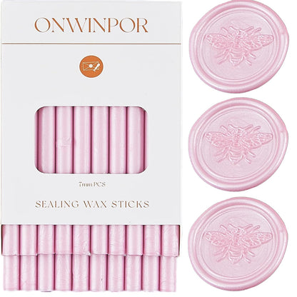 20pcs Pearl Pink Wax Seal Sticks for 0.28'' Glue Gun, Wax Seal Stamp, Wedding Invitations, Envelopes, Christmas Gifts