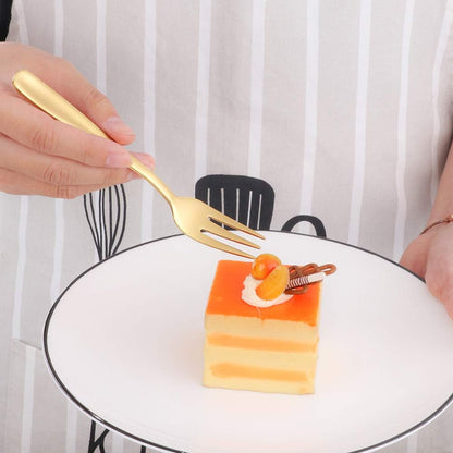 Appetizer Small Forks Set, 18/10 Stainless Steel Cake Fruits Forks Set of 8, 5.4 Inch Multicolor Tasting Dessert Forks with Pink Present Box