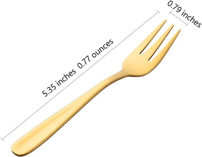 Appetizer Small Forks Set, 18/10 Stainless Steel Cake Fruits Forks Set of 8, 5.4 Inch Multicolor Tasting Dessert Forks with Pink Present Box
