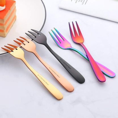 Appetizer Small Forks Set, 18/10 Stainless Steel Cake Fruits Forks Set of 8, 5.4 Inch Multicolor Tasting Dessert Forks with Pink Present Box