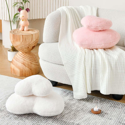 Pink Heart Pillows, Cute Heart Decorative Pillow, Heart Shaped Throw Pillows for Bed, Faux Rabbit Fur Plush Hoom Decor Pillow Cushion for Chair Sofa Living Room (Mini 12.9" x 9.8")