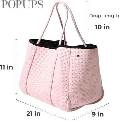POPUPS Tote Bag, Everyday Neoprene Bags for Women - Pretty Pink
