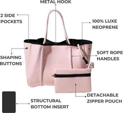 POPUPS Tote Bag, Everyday Neoprene Bags for Women - Pretty Pink