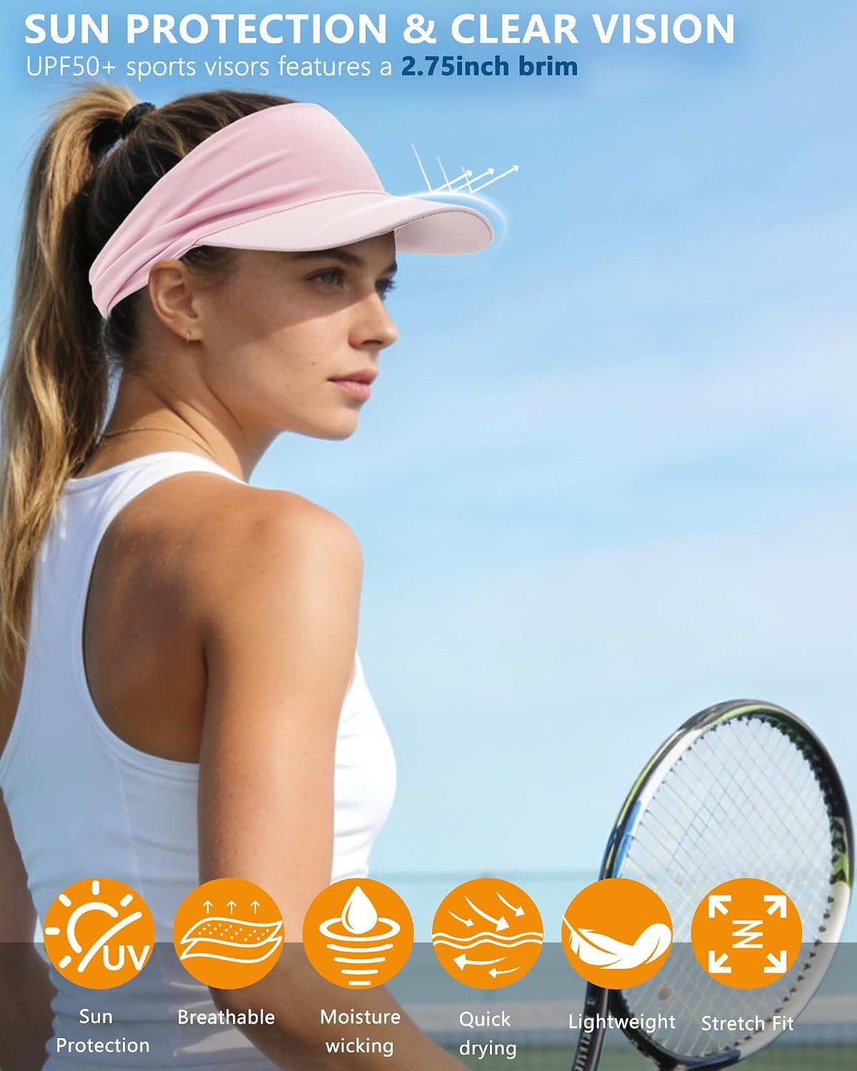 Cooling Stretchy Visor Hat for Women Men Summer Sports Sun Visors