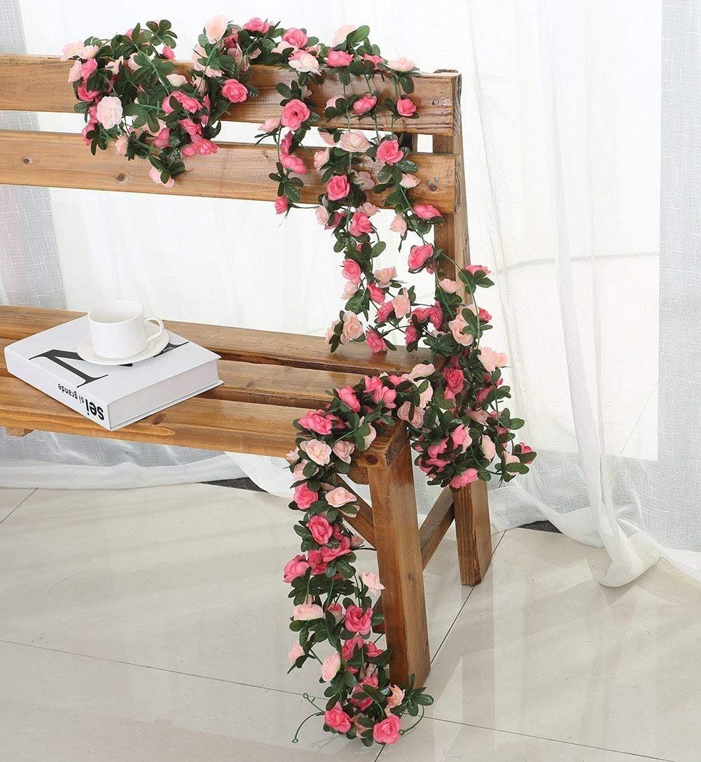 8Pcs 66FT Pink Flower Garland for Wedding Arch and Photo Backdrop