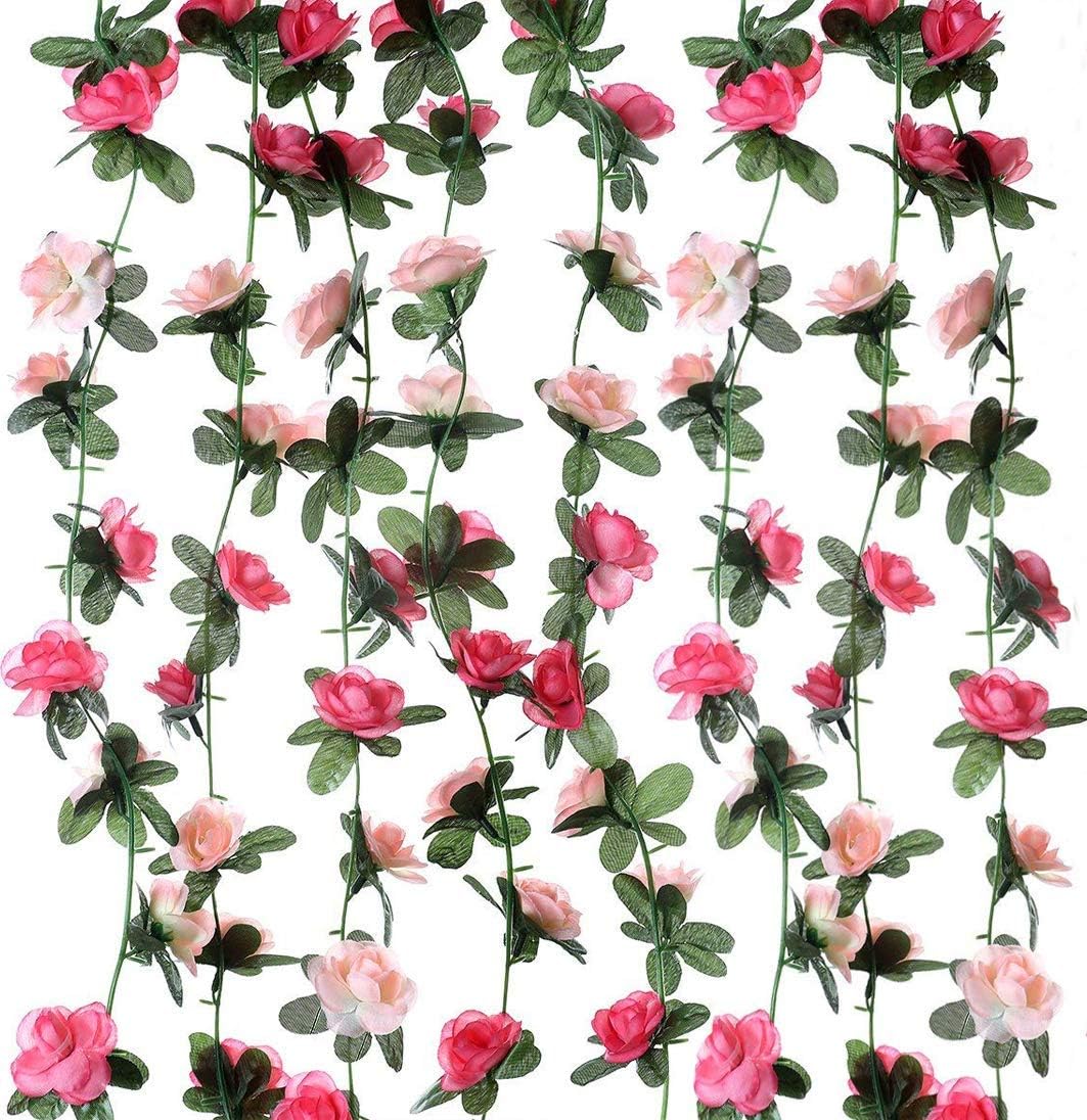 8Pcs 66FT Pink Flower Garland for Wedding Arch and Photo Backdrop