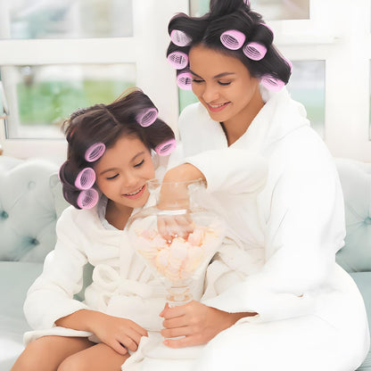 4 Sizes Hair Rollers Set with Clips - 50 Pcs Hair Curlers Rollers for Women, Self Grip Holding Hair Roller for Hair Long Medium Short Bangs Thick Fine Volume Thin, Pink