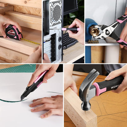 Pink Tool Set, 3.7V Electric Screwdriver Kit with Toolbox