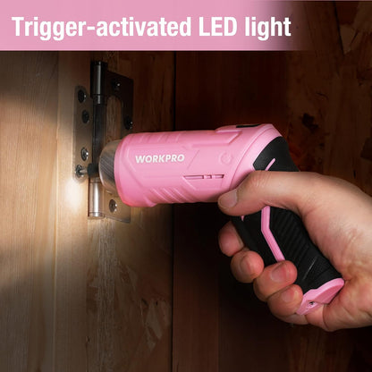 Pink Tool Set, 3.7V Electric Screwdriver Kit with Toolbox