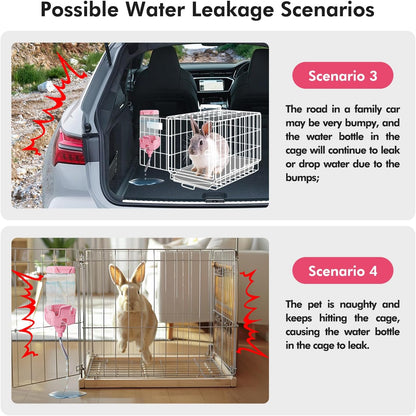 Vannon Small Animal Water Dispenser for Cage, 30oz Auto Feeding Crate Water Bottle for Rabbit, Chinchilla, Ferret, Guinea Pig, Squirrel, Hedgehog, Pet Nozzle Diameter: 10mm, BPA Free, Pink