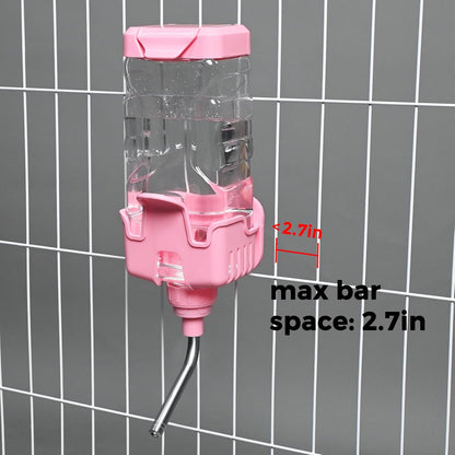 Vannon Small Animal Water Dispenser for Cage, 30oz Auto Feeding Crate Water Bottle for Rabbit, Chinchilla, Ferret, Guinea Pig, Squirrel, Hedgehog, Pet Nozzle Diameter: 10mm, BPA Free, Pink