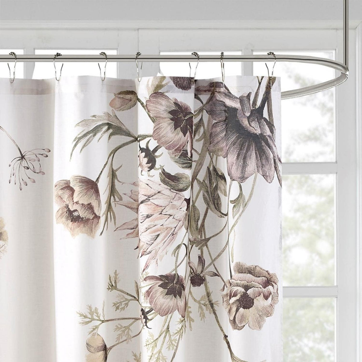 Cassandra Shower Curtain for Bathroom, Cotton, 72 x 72, Blush