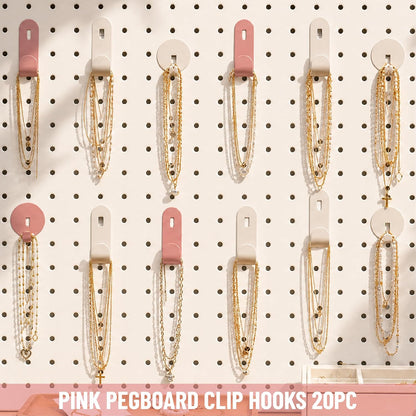 20PC Pink Pegboard Clip Hooks for Thin Metal 1/4 Inch Pegboard