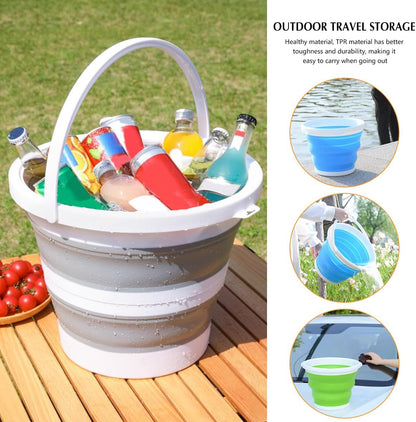 Car Collapsible Bucket, 10L 2.6 Gallon Foldable Portable Vehicle Folding Bucket, Universal Automotive Cleaning Bucket Accessories for Indoor Outdoor Car Washing Garden Camping (Gray/Pink)