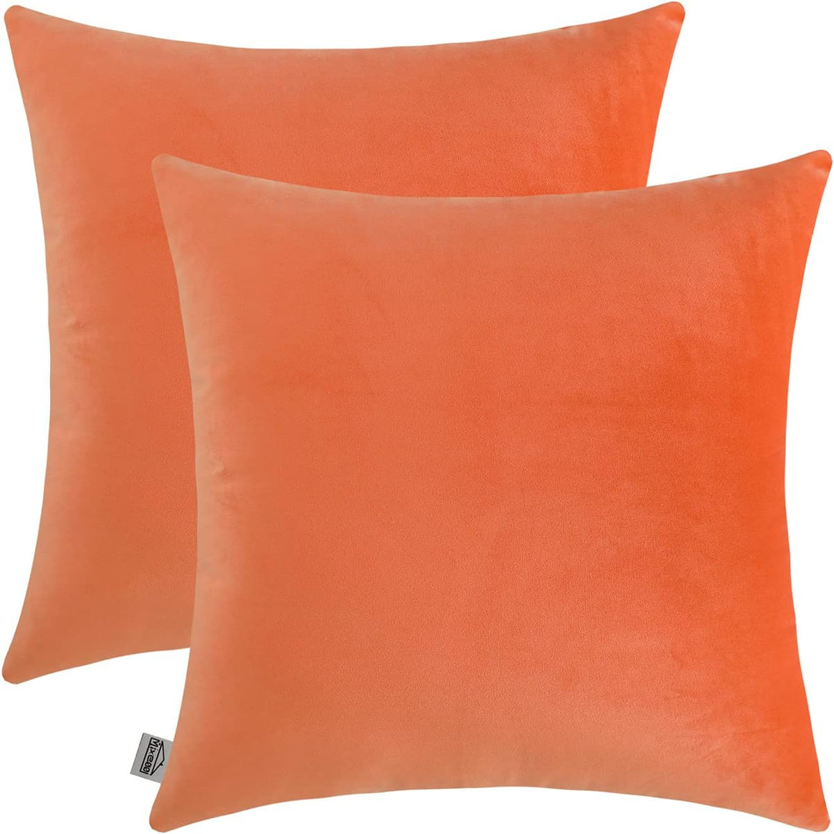Comfy Peach Coral Throw Pillow Covers Decorative Square Solid Velvet Super Soft Cushion Cases Home Decor for Sofa Couch, Set of 2, 18 x 18 Inch