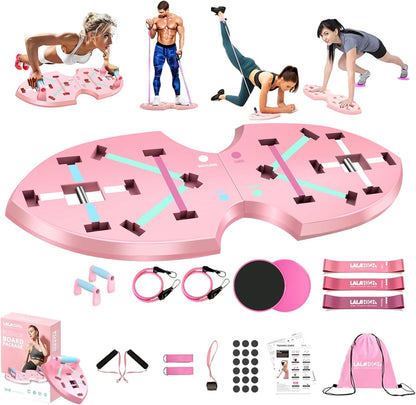 Push Up Board,36 in 1 Home Gym Equipment with Ab Roller Wheel & Resistance Bands, Portable Foldable Workout Board for Full Body Strength Training Men Women,Gift for Grilfriend