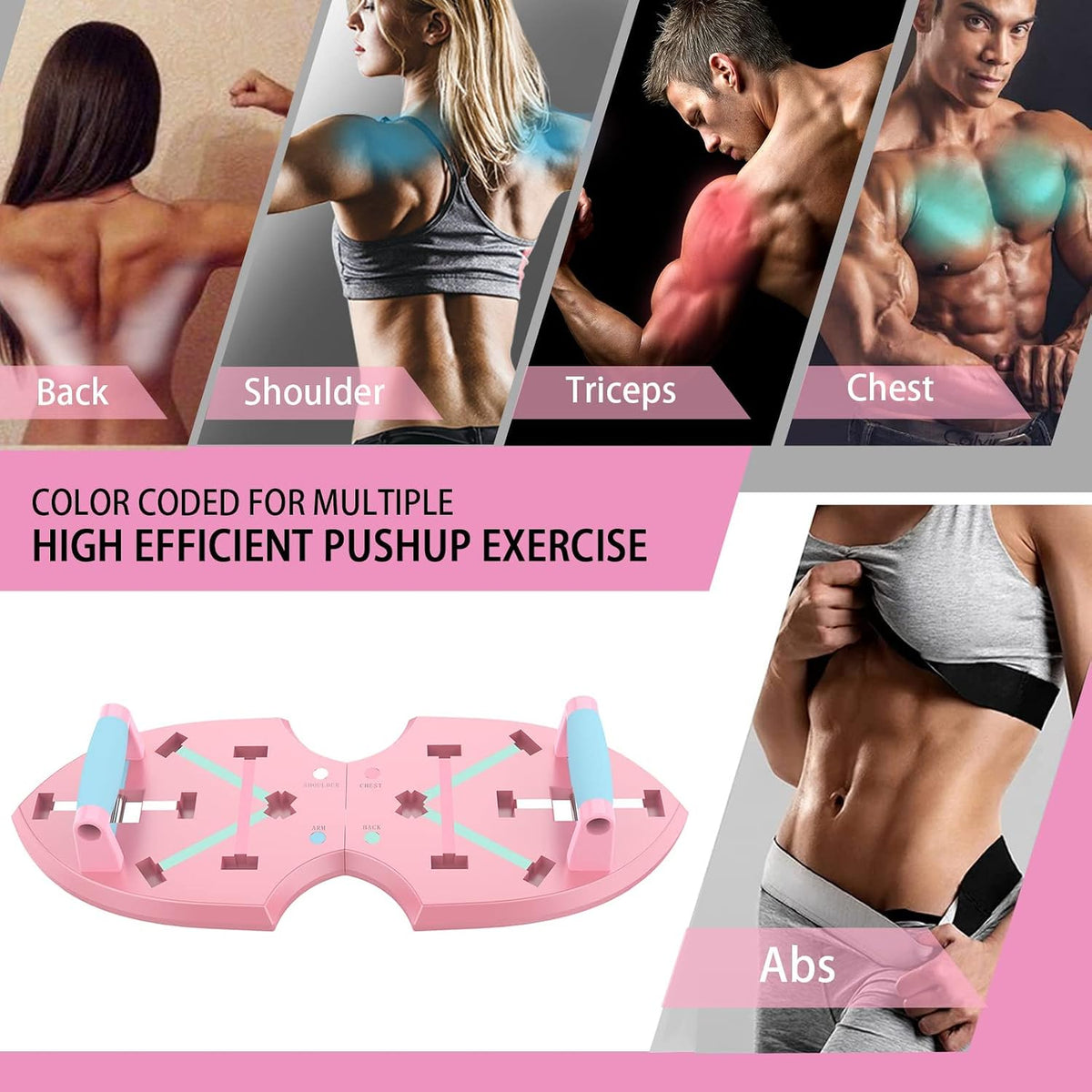 Push Up Board,36 in 1 Home Gym Equipment with Ab Roller Wheel & Resistance Bands, Portable Foldable Workout Board for Full Body Strength Training Men Women,Gift for Grilfriend