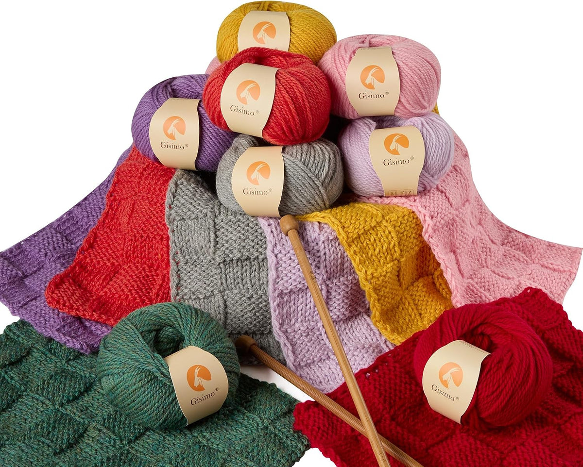 100% Merino Wool Yarn, 3-Ply Luxurious and Soft Yarn for Hand Knitting & Crocheting (Pink,1Ball)