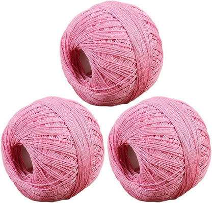 3 Rolls Cotton Linen Lace Yarn - 50g/Roll, Size 6 Knitting Thread for Crocheting & Knitting, 60% Cotton 40% Linen (21 Bright Peach)