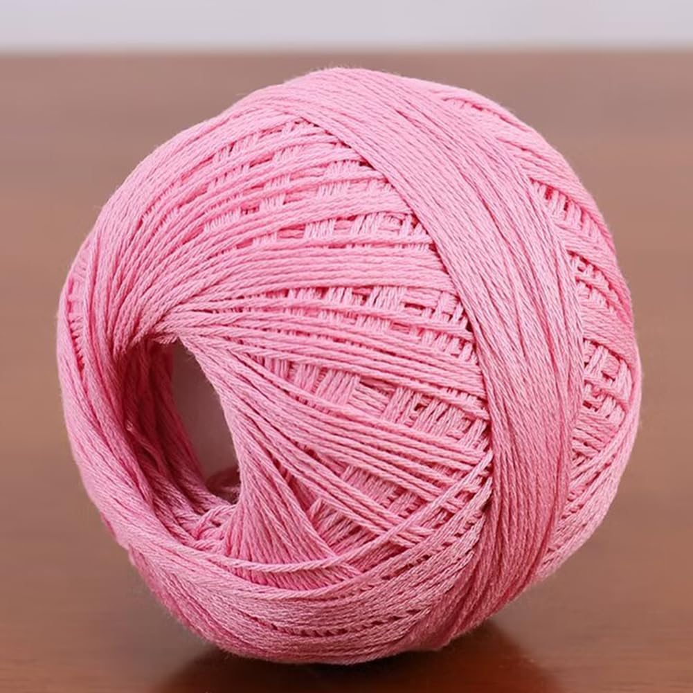 3 Rolls Cotton Linen Lace Yarn - 50g/Roll, Size 6 Knitting Thread for Crocheting & Knitting, 60% Cotton 40% Linen (21 Bright Peach)