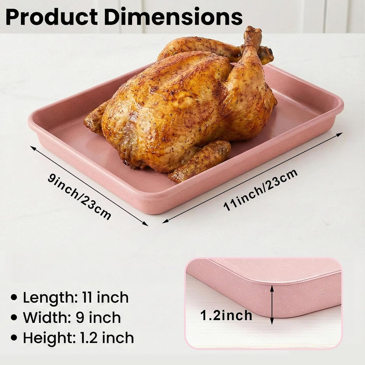 11x9 Baking Pan Set of 3, Nonstick Sheet Pans, Pink
