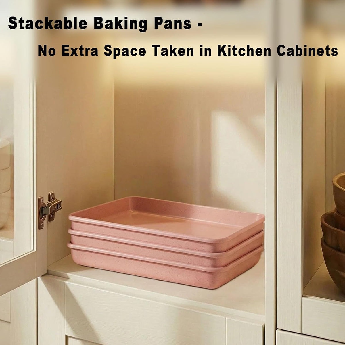 11x9 Baking Pan Set of 3, Nonstick Sheet Pans, Pink