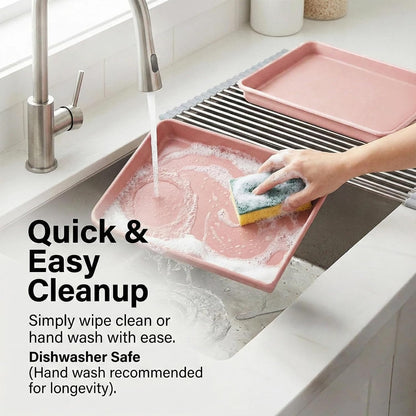 11x9 Baking Pan Set of 3, Nonstick Sheet Pans, Pink