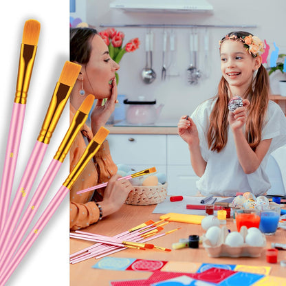 60Pcs Paint Brush Set for Acrylic, Oil & Watercolor, Pink