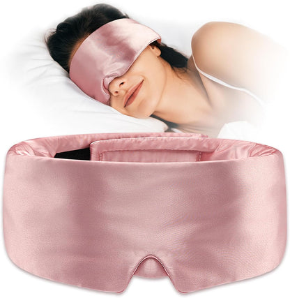 Satin Sleep Mask for Side Sleeper, Blackout Eye Mask for Women Men