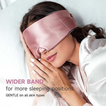 Satin Sleep Mask for Side Sleeper, Blackout Eye Mask for Women Men
